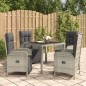 vidaXL Set comedor de jardín 5 piezas con cojines ratán sintético gris