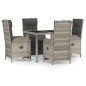 vidaXL Set comedor de jardín 5 piezas con cojines ratán sintético gris