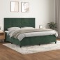 vidaXL Cama box spring con colchón terciopelo verde oscuro 200x200 cm