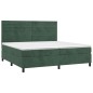 vidaXL Cama box spring con colchón terciopelo verde oscuro 200x200 cm