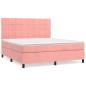 vidaXL Cama box spring con colchón terciopelo rosa 160x200 cm