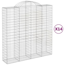 vidaXL Cestas de gaviones 14 uds forma de arco hierro 200x50x200/220cm