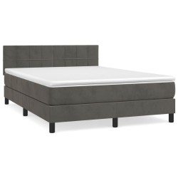 vidaXL Cama box spring con colchón terciopelo gris oscuro 140x190 cm