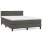 vidaXL Cama box spring con colchón terciopelo gris oscuro 140x190 cm vidaXL Cama box spring con colchón terciopelo gris oscuro 140x190 cm