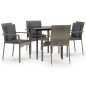 vidaXL Set comedor jardín 5 pzas y cojines ratán sintético negro gris vidaXL Set comedor jardín 5 pzas y cojines ratán sintético negro gris