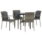 vidaXL Set comedor jardín 5 pzas y cojines ratán sintético negro gris vidaXL Set comedor jardín 5 pzas y cojines ratán sintético negro gris