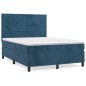 vidaXL Cama box spring con colchón terciopelo azul oscuro 140x190 cm vidaXL Cama box spring con colchón terciopelo azul oscuro 140x190 cm