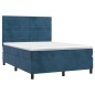 vidaXL Cama box spring con colchón terciopelo azul oscuro 140x190 cm vidaXL Cama box spring con colchón terciopelo azul oscuro 140x190 cm