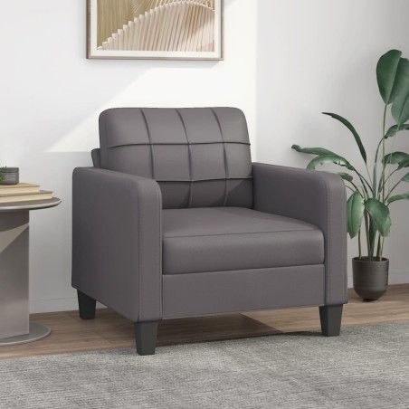 vidaXL Sillón cuero sintético gris 60 cm