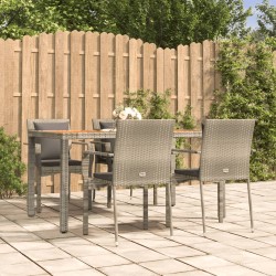 vidaXL Set comedor de jardín 5 piezas con cojines ratán sintético gris