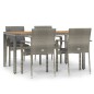 vidaXL Set comedor de jardín 5 piezas con cojines ratán sintético gris