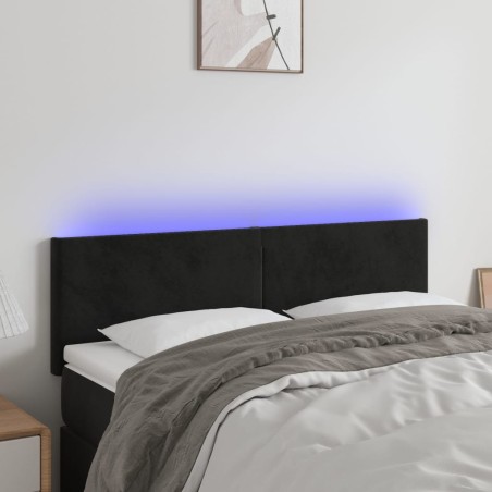 vidaXL Cabecero con LED de terciopelo negro 144x5x78/88 cm