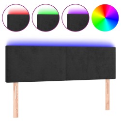vidaXL Cabecero con LED de terciopelo negro 144x5x78/88 cm