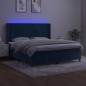 vidaXL Cama box spring colchón y LED terciopelo azul oscuro 160x200 cm vidaXL Cama box spring colchón y LED terciopelo azul oscuro 160x200 cm