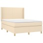 vidaXL Cama box spring colchón y luces LED tela crema 140x200 cm vidaXL Cama box spring colchón y luces LED tela crema 140x200 cm