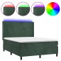 vidaXL Cama box spring colchón y LED terciopelo verde oscuro 140x200cm vidaXL Cama box spring colchón y LED terciopelo verde oscuro 140x200cm