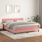 vidaXL Cama box spring con colchón terciopelo rosa 160x200 cm