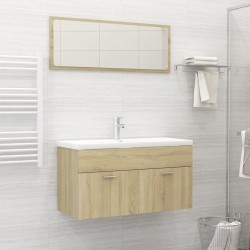 vidaXL Juego de muebles de baño madera de ingeniería roble Sonoma