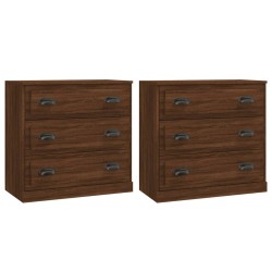 vidaXL Aparadores 2 piezas madera contrachapada marrón roble