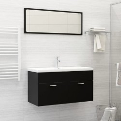 vidaXL Juego de muebles de baño madera de ingeniería negro