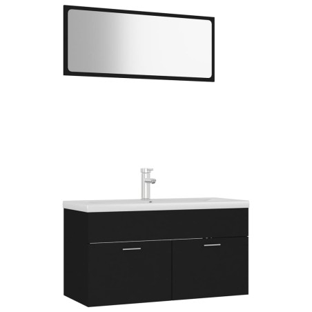vidaXL Juego de muebles de baño madera de ingeniería negro