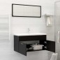 vidaXL Juego de muebles de baño madera de ingeniería negro