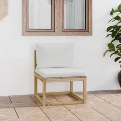vidaXL Sofá central de jardín con cojines madera impregnada verde