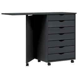 vidaXL Cajonera con ruedas y escritorio MOSS madera maciza pino gris