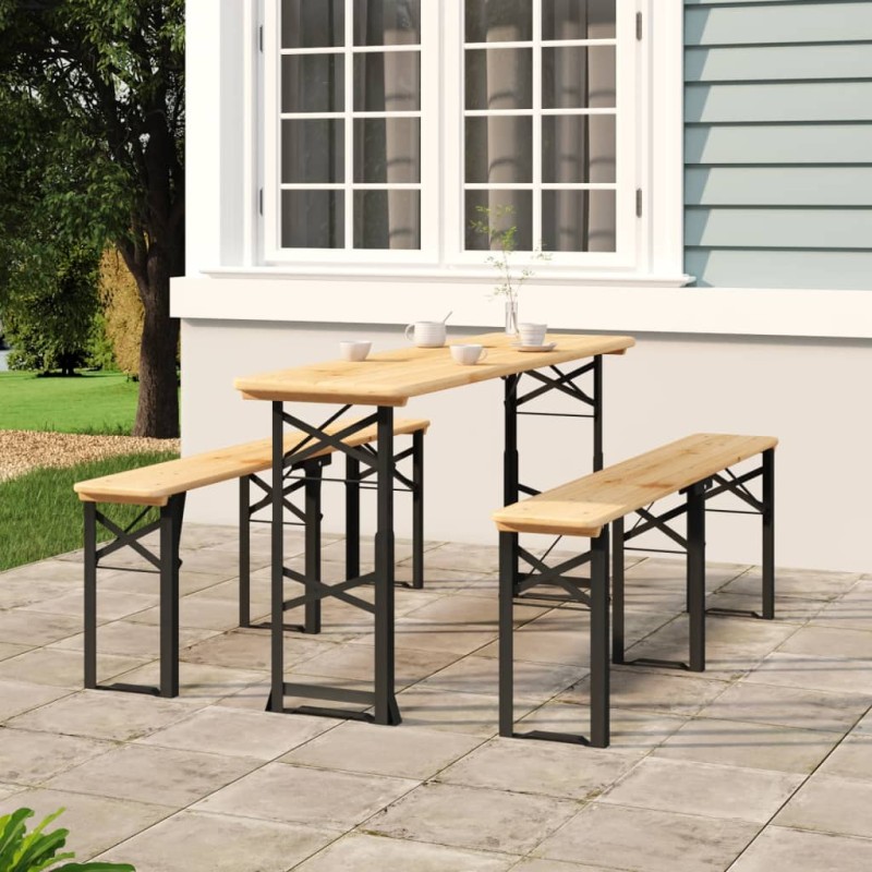vidaXL Mesa plegable de bar madera maciza abeto 170x50x75/105 cm vidaXL Mesa plegable de bar madera maciza abeto 170x50x75/105 cm