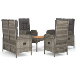 vidaXL Set comedor de jardín 5 piezas con cojines ratán sintético gris