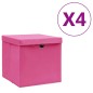 vidaXL Cajas de almacenaje con tapas 4 uds rosa 28x28x28 cm vidaXL Cajas de almacenaje con tapas 4 uds rosa 28x28x28 cm