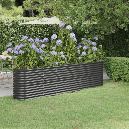 vidaXL Jardinera arriate acero recubierto polvo antracita 260x40x68 cm