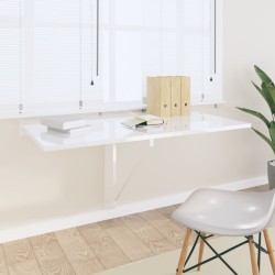 vidaXL Mesa de pared plegable contrachapada blanco brillo 100x60x56 cm