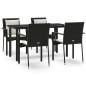 vidaXL Set de muebles jardín 5 pzas con cojines ratán sintético negro vidaXL Set de muebles jardín 5 pzas con cojines ratán sintético negro