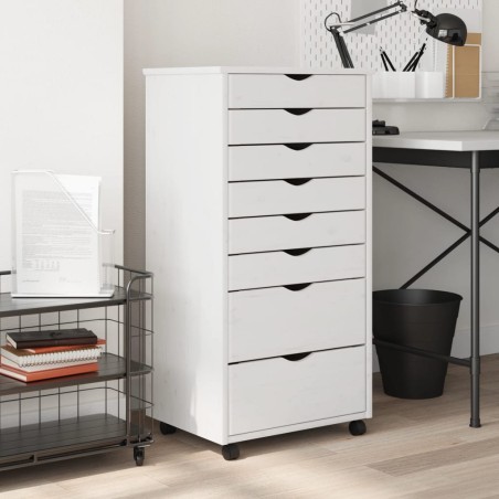 vidaXL Cajonera con ruedas MOSS madera maciza de pino blanco