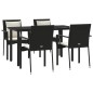 vidaXL Set de muebles jardín 5 pzas con cojines ratán sintético negro vidaXL Set de muebles jardín 5 pzas con cojines ratán sintético negro