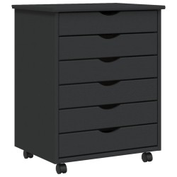 vidaXL Cajonera con ruedas MOSS madera maciza de pino gris