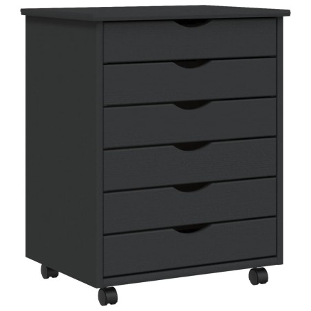 vidaXL Cajonera con ruedas MOSS madera maciza de pino gris