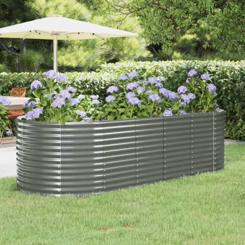 vidaXL Jardinera arriate acero recubrimiento polvo gris 249x100x68 cm vidaXL Jardinera arriate acero recubrimiento polvo gris 249x100x68 cm