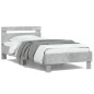 vidaXL Cama con cabecero madera de ingeniería gris hormigón 100x200 cm vidaXL Cama con cabecero madera de ingeniería gris hormigón 100x200 cm