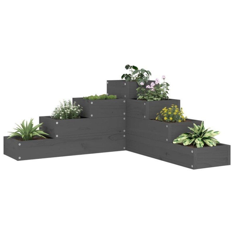 vidaXL Jardinera de 4 niveles madera maciza de pino gris 80,5x79x36 cm vidaXL Jardinera de 4 niveles madera maciza de pino gris 80,5x79x36 cm