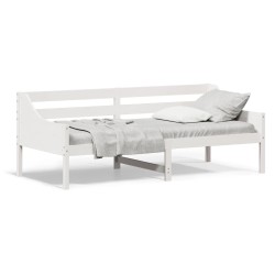 vidaXL Sofá cama madera maciza de pino blanco 90x200 cm