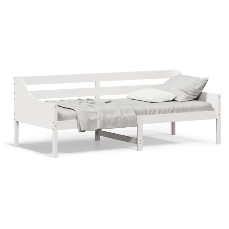 vidaXL Sofá cama madera maciza de pino blanco 90x200 cm