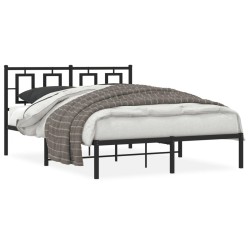 vidaXL Estructura de cama con cabecero metal negro 135x190 cm