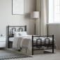 vidaXL Estructura de cama con cabecero y estribo metal negro 75x190 cm