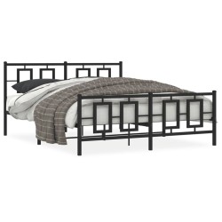 vidaXL Estructura de cama cabecero y estribo metal negro 150x200 cm