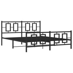 vidaXL Estructura de cama cabecero y estribo metal negro 150x200 cm