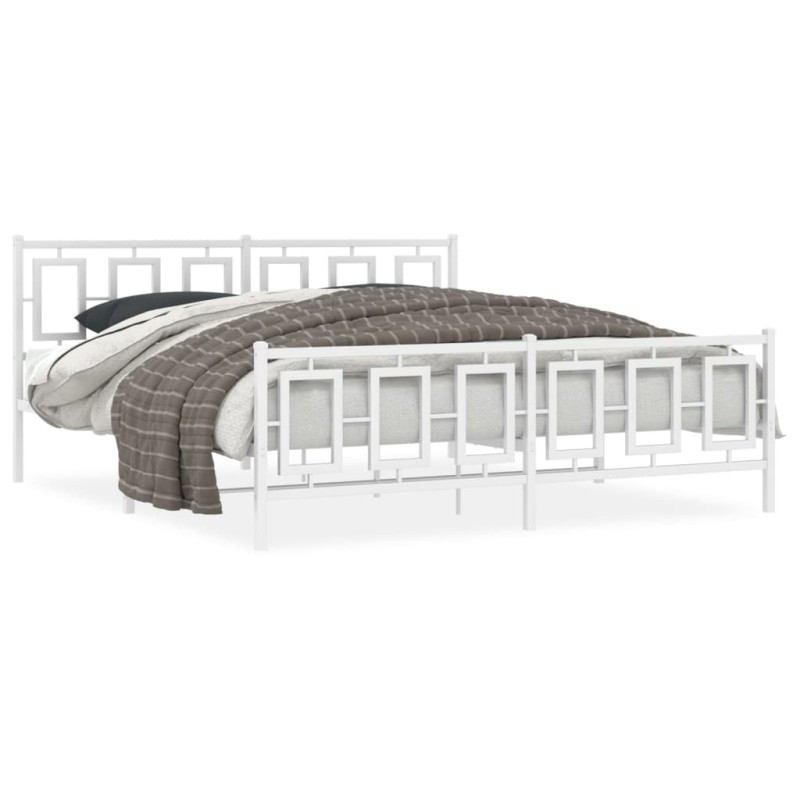 vidaXL Estructura cama metal con cabecero y pie cama blanco 183x213 cm