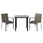 vidaXL Set comedor jardín 3 pzas y cojines ratán sintético negro gris vidaXL Set comedor jardín 3 pzas y cojines ratán sintético negro gris