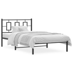 vidaXL Estructura de cama con cabecero metal negro 107x203 cm